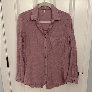 Women’s free people Red Striped Shirt XS loose fit vintage